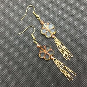 Czech glass flower dangle earrings
